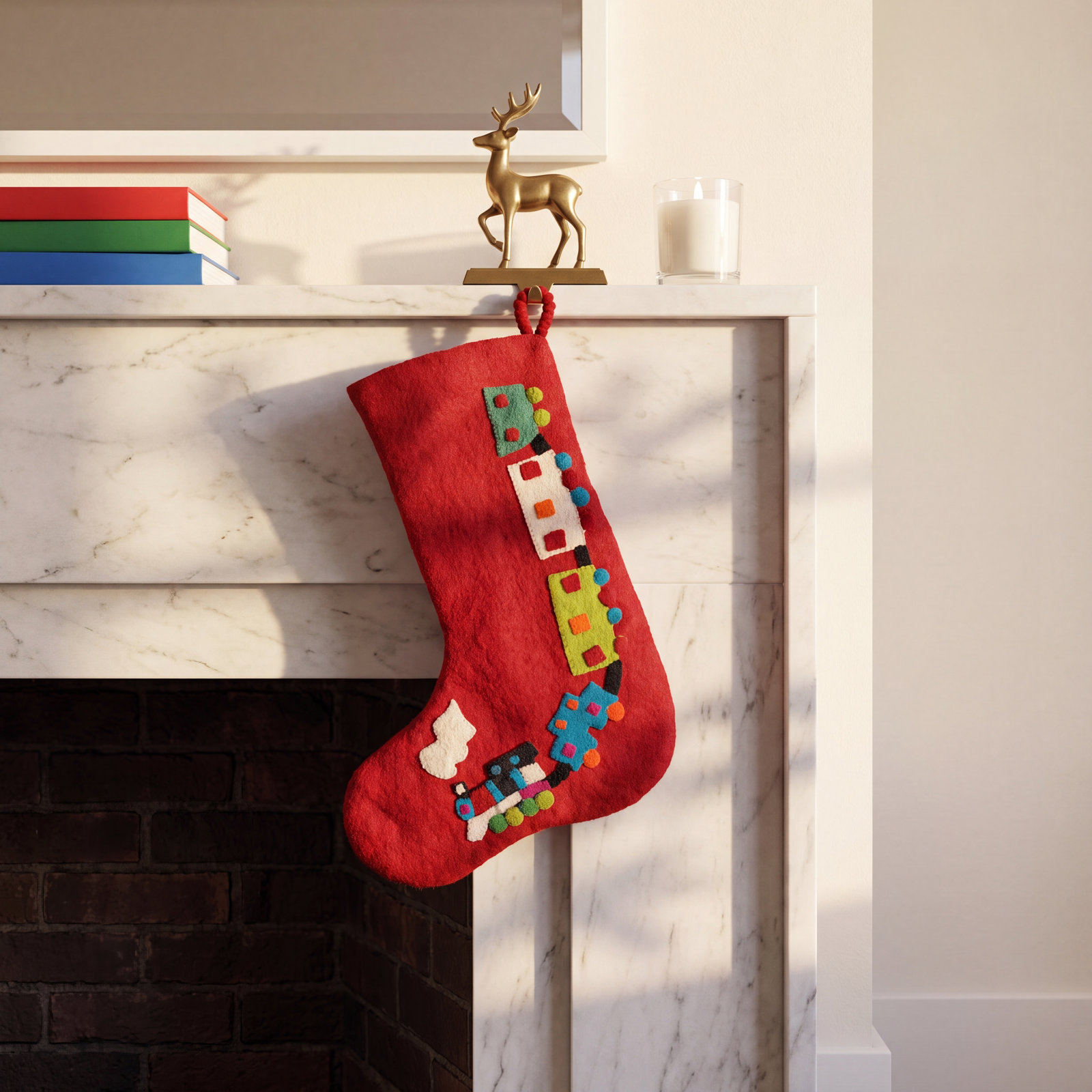 Hand Felted Wool Stocking, 20" H x 12" W