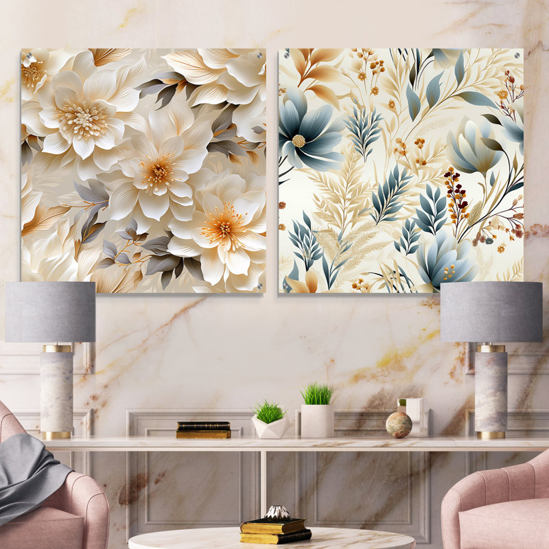 Bergerac - ensemble de 2 art mural en verre acrylique, H 16 po x l 33 po