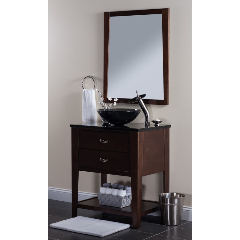 Novatto 16.5'' Black Glass Circular Bathroom Sink