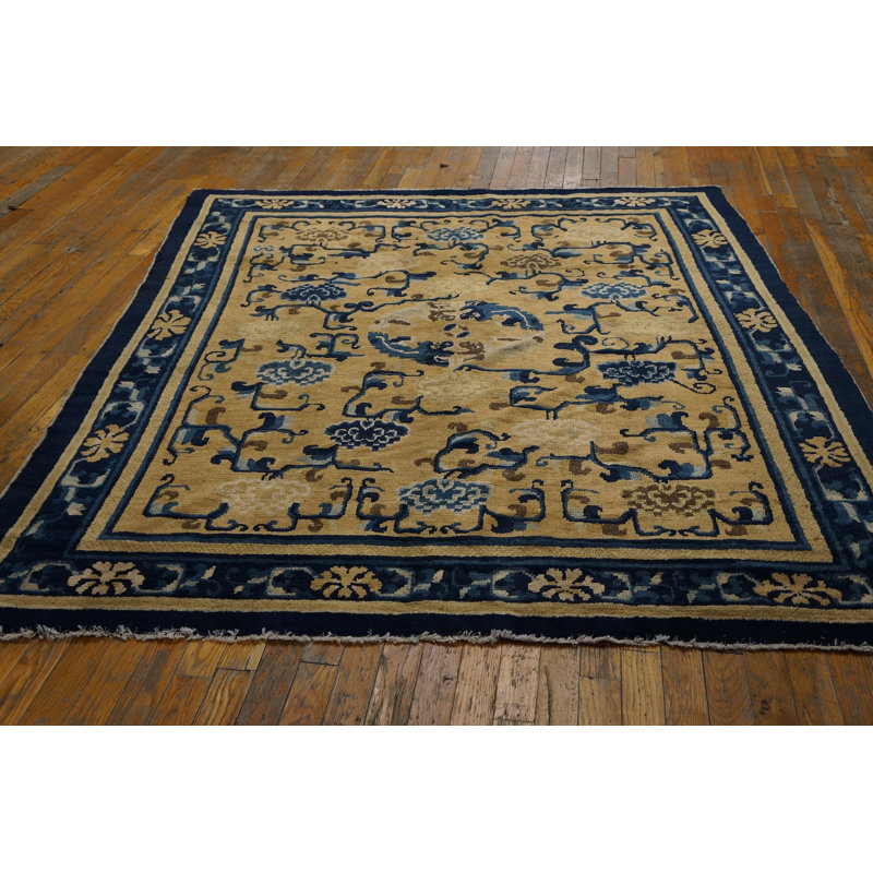 Tapis brun antique en laine Ningxia