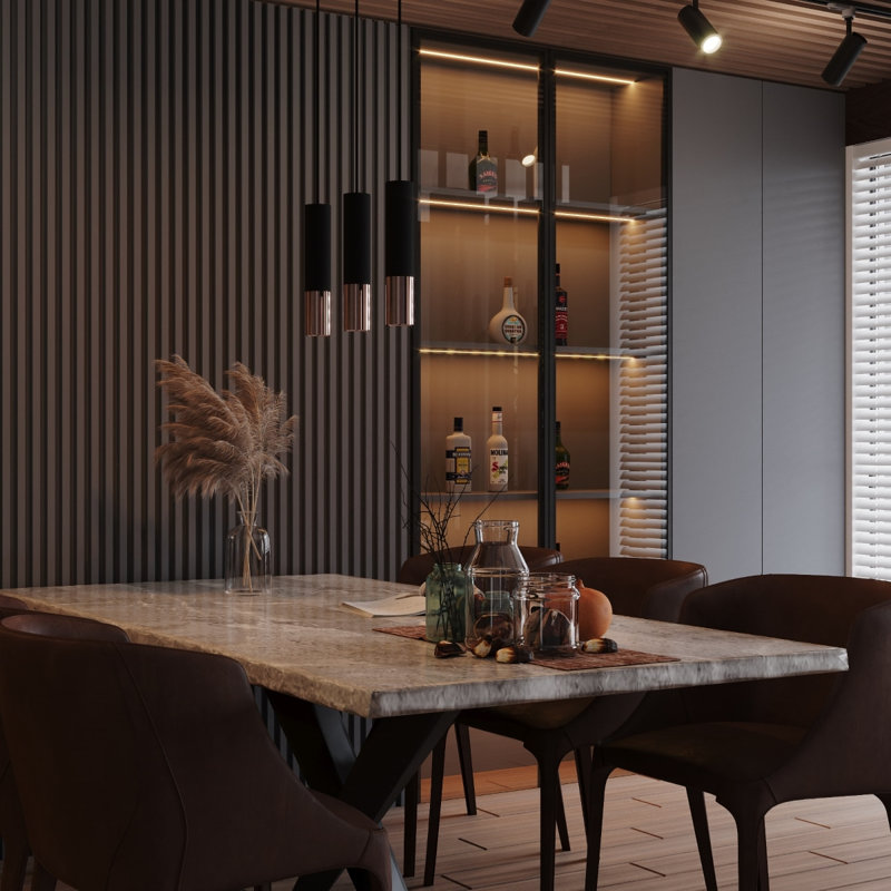 Cylinder pendant light 2-light Guizar, Black/Chrome