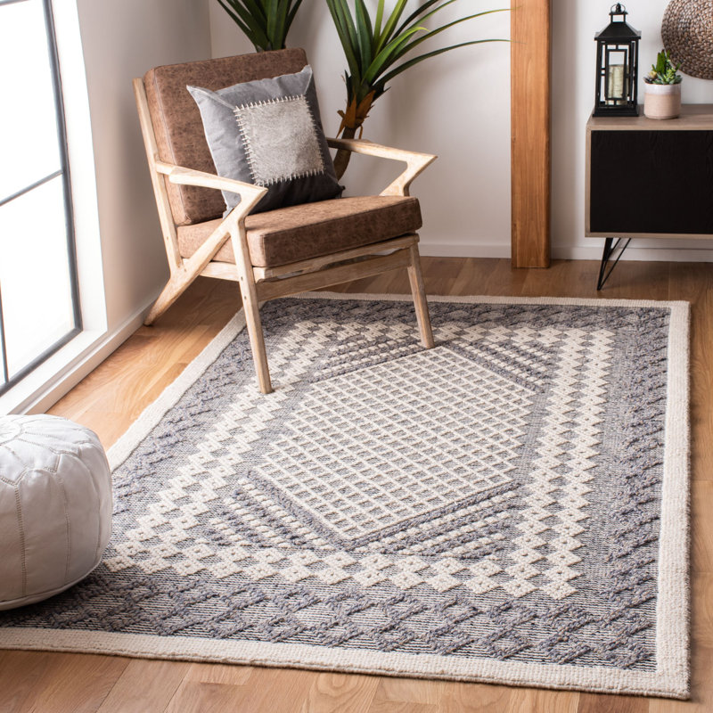 Segrest Geometric Handwoven Wool and Cotton Area Rug , Rectangle 9' x 12'