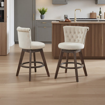 Ensemble de 2 tabourets de bar 26 po Beige