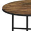 Tables gigognes rétro en chêne et noir, fonctionnelles compactes pour les petits espaces, plateau rond en bois avec roulettes, finition contemporaine, solution d'espace