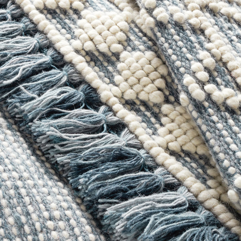Pembrook Blue Handwoven Wool Rug, Rectangle 2' x 3'