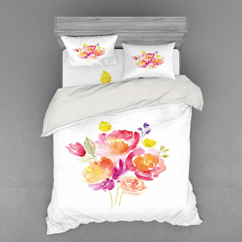 Ensemble de housse de couette 4 pièces en microfibre rose