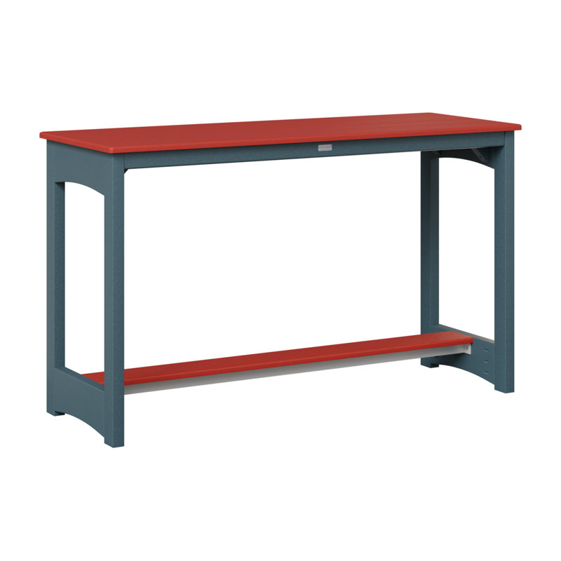 Balcony Outdoor Bar Table, Slate, 35.5" H x 60" W x 22" D, Scarlet Red