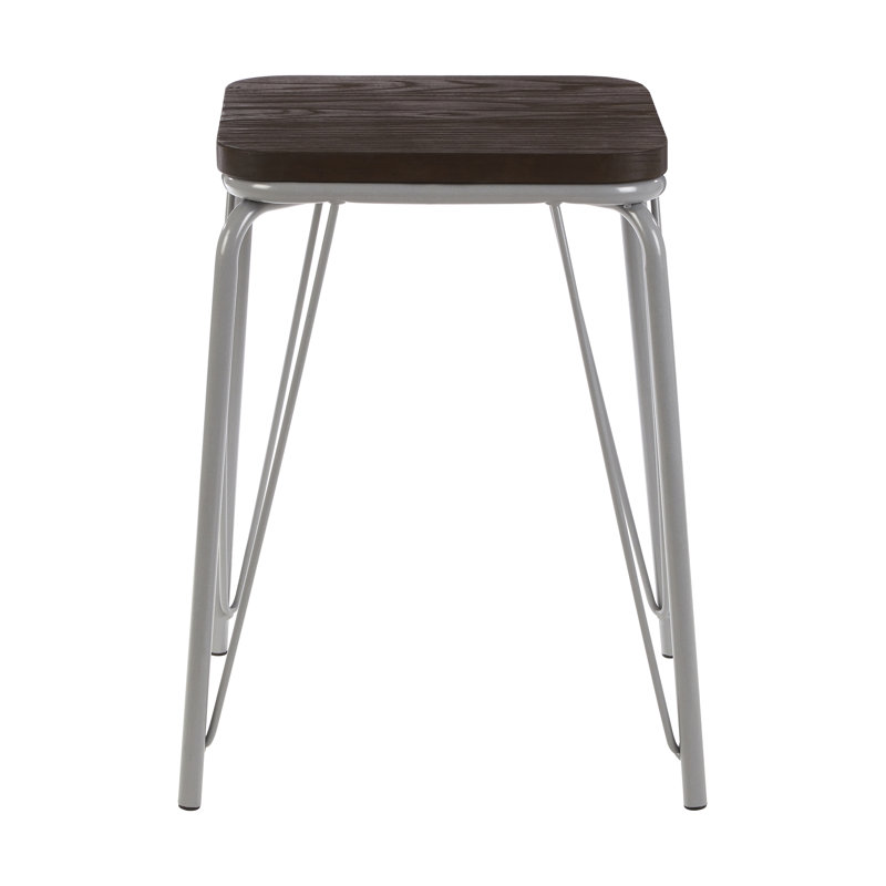 Arneson Metal Accent Stool, Grey/Dark Brown