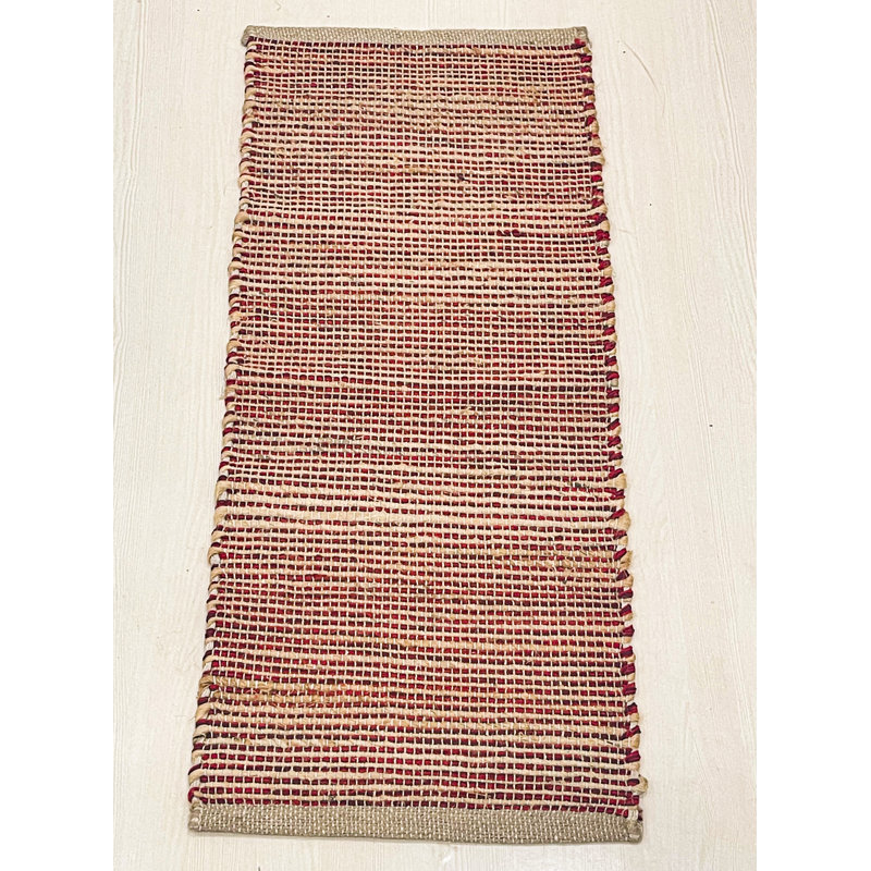 Chemin de table Pingham, Naturel / rouge, 36 po x 13 po