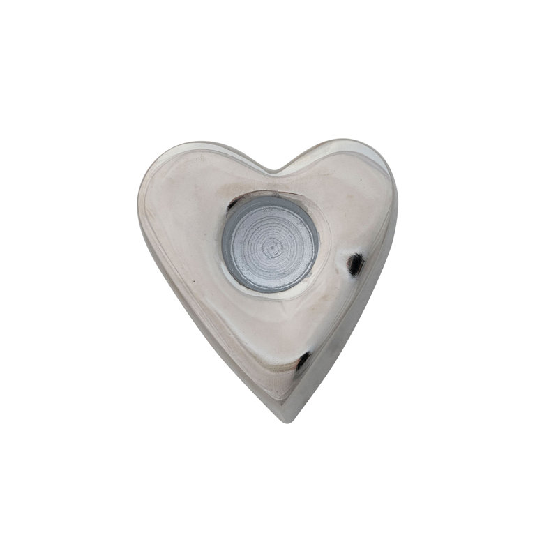 Cast Aluminum Heart Shaped Taper Candle Holder