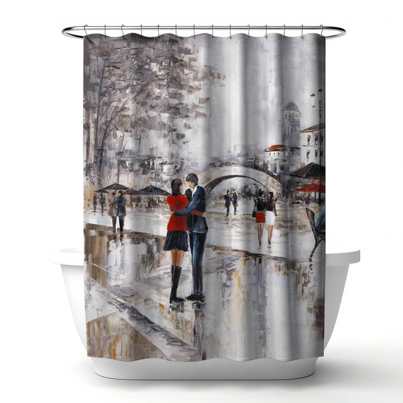Shower Curtain ST24 – Polyester Shower Curtain, Dye Sublimation Print, 71" W × 74" L