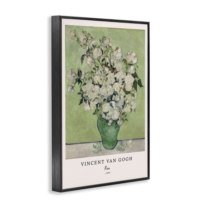 Giclée encadrée Classic Roses Van Gogh, design par Vintage Hustle, Giclée encadrée noir minuit, H 24 po x l 16 po