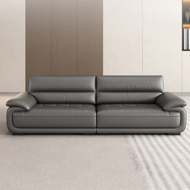 Canapé modulaire moderne en cuir véritable gris foncé, H 33,46 po x l 110,24 po x P 37,4 po, 4