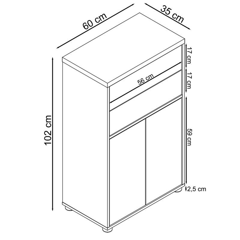 Neftaly Display Cabinet, Anthracite/Oak