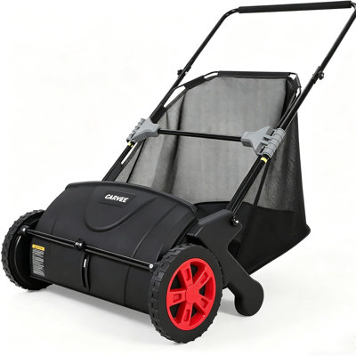 21-In Push Lawn Sweeper with 3.5 Cu. Ft. Hopper Bag, 2 Spinning Brushes and Durable Steel Frame