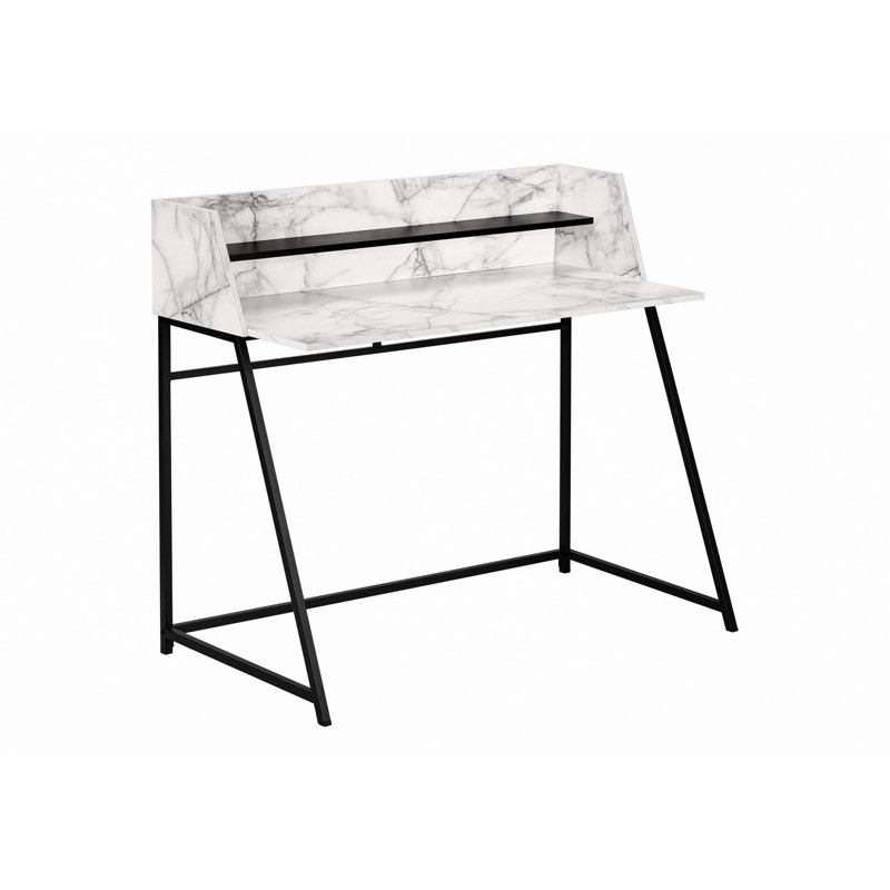 Bureau d'ordinateur, bureau personnel, ordinateur portable, tablettes de rangement, travail, métal noir, contemporain, moderne