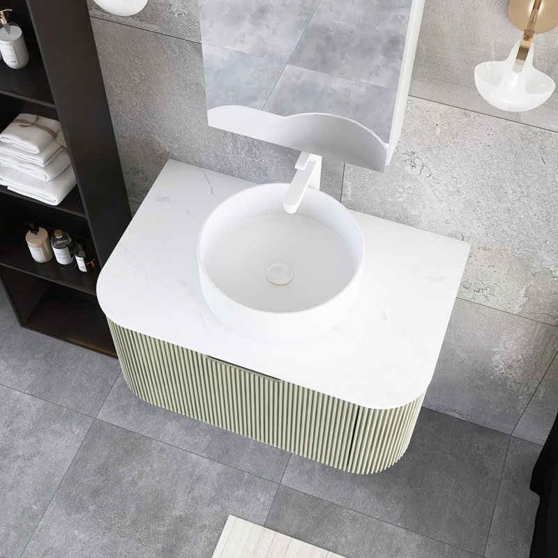 Meuble-lavabo mural 30 po avec lavabo, Beige