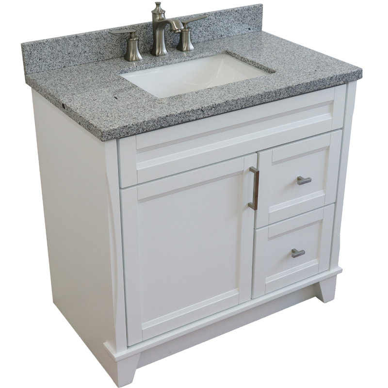 Ensemble de meuble-lavabo simple 37 po Tihomir, Blanc, Granite