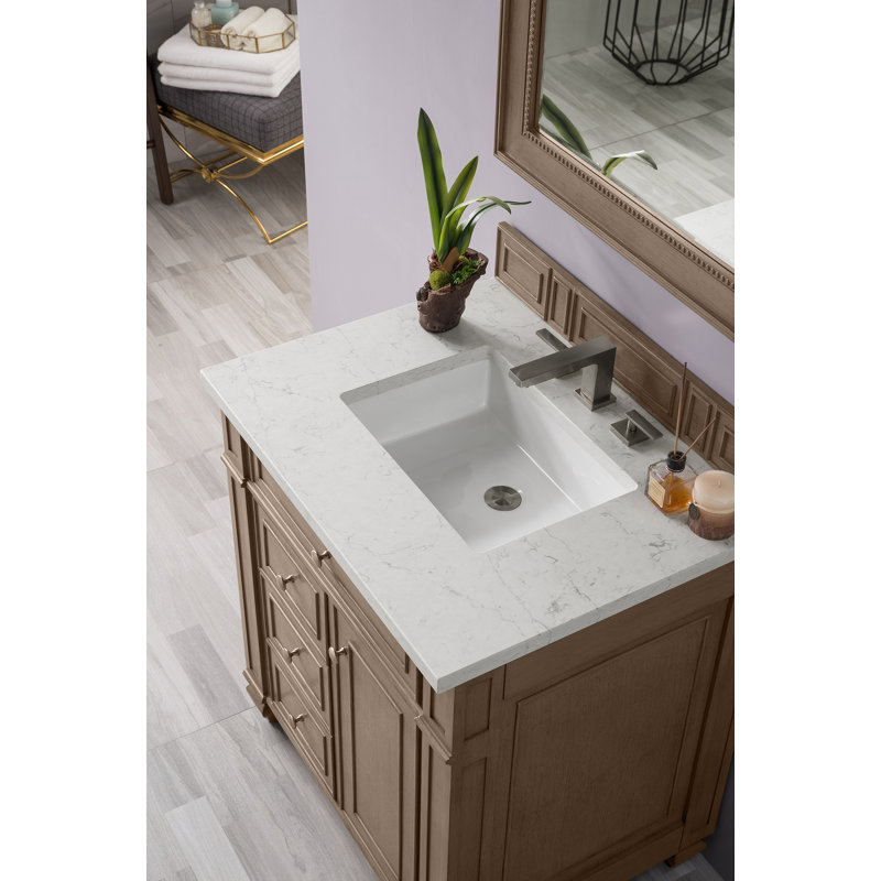 Bristol 30'' W Single Vanity, Eternal Jasmine Pearl, 8" Widespread, Whitewashed Walnut