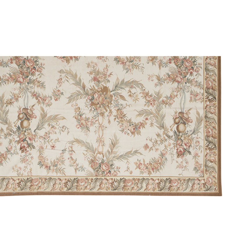 Tapis unique brun / blanc / gris noué à la main de haute qualité
