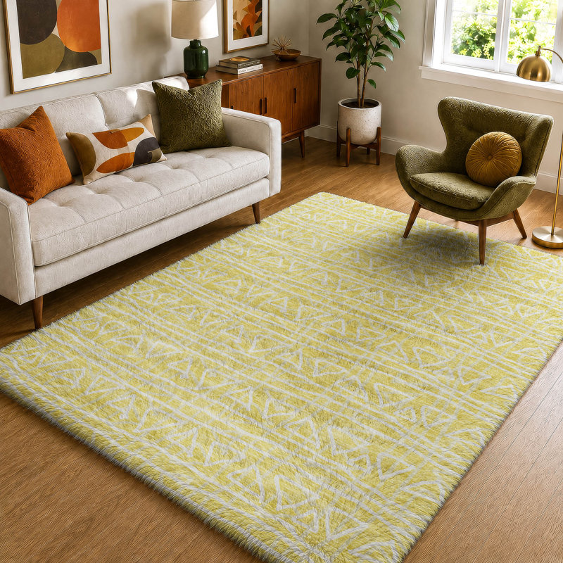 Tapis bohème Dream Shag ADS730 lavable à la machine de qualité supérieure, Yellow, 10' x 14'