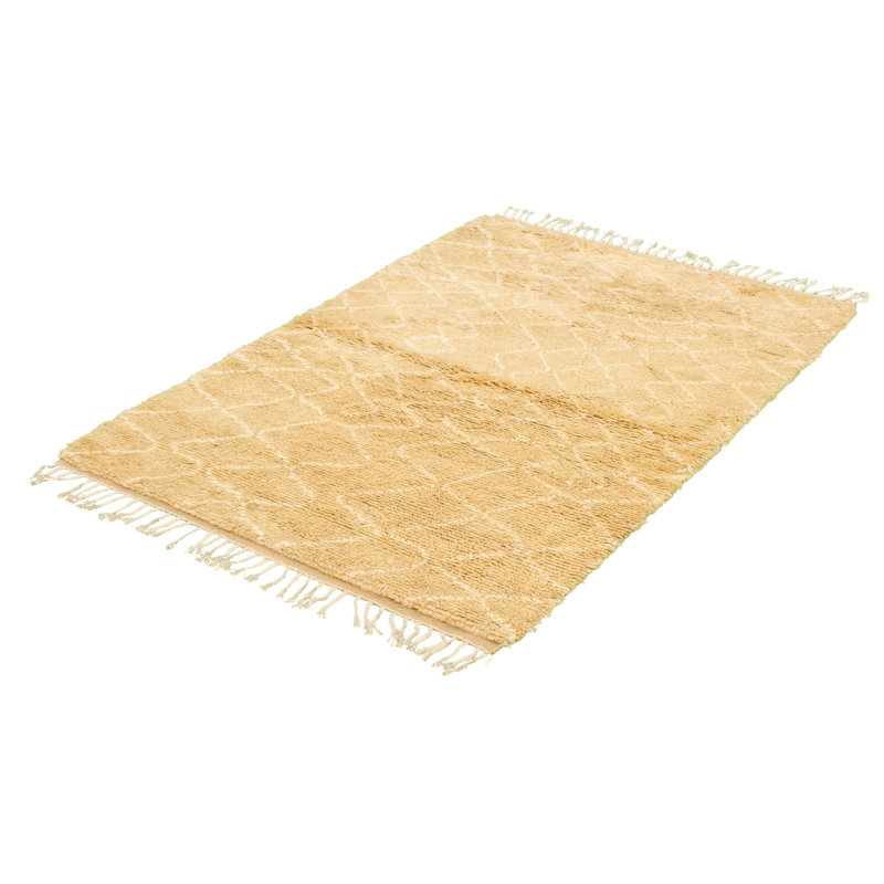 Tapis unique en laine noué à la main style indo nouvel âge beige 5 pi x 7 pi 6 po Grogan