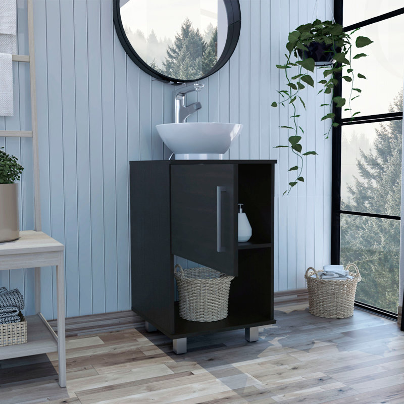 Meuble-lavabo simple à 1 tablette Wengé