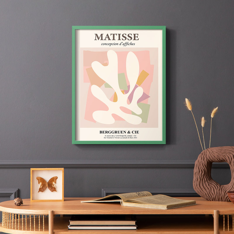 Matisse, reproduction d'art encadrée en bois massif, Vert, H 10 po x l 8 po