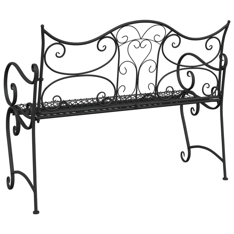 Outdoor Bench, 90cm H x 114cm W x 56.5cm D, Black
