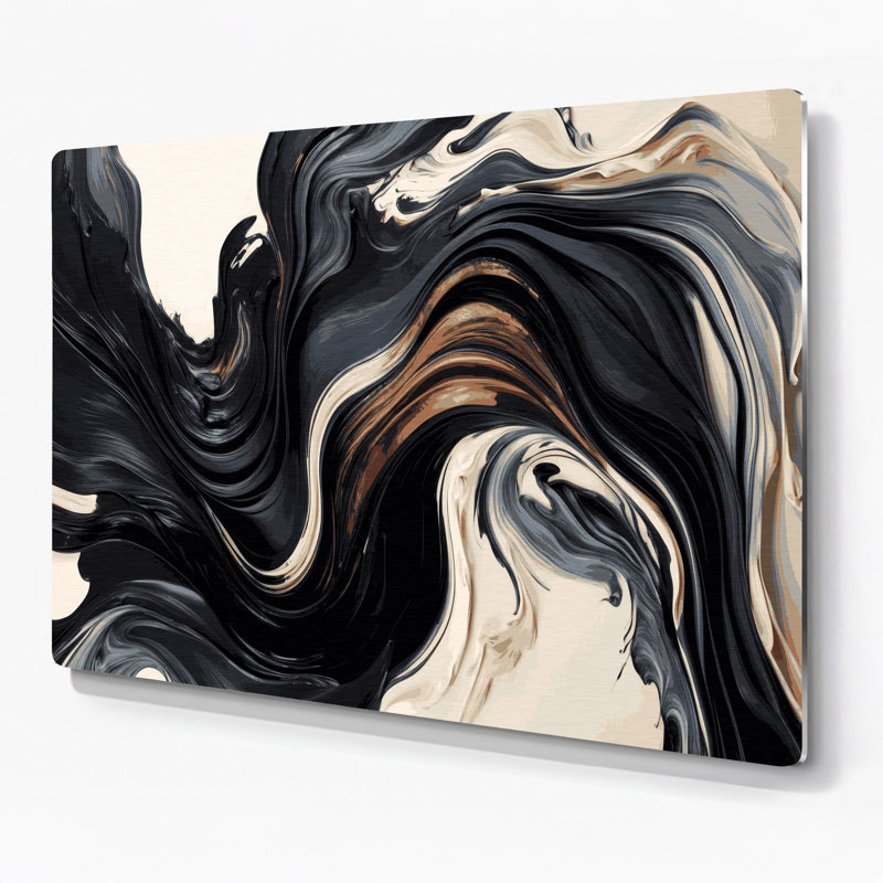 «Lyrical Abstraction 50», art mural gris en métal, H 11 po x l 14 po
