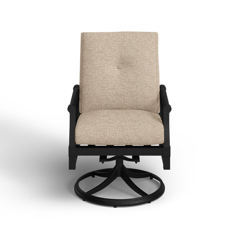 Chaise de patio pivotante avec coussins Andover, Sunbrella® malt Chartres, Blanc patiné