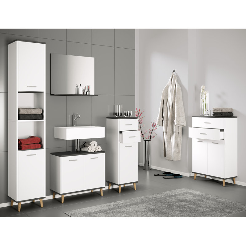 Shelie Bathroom Cabinet, White / Black