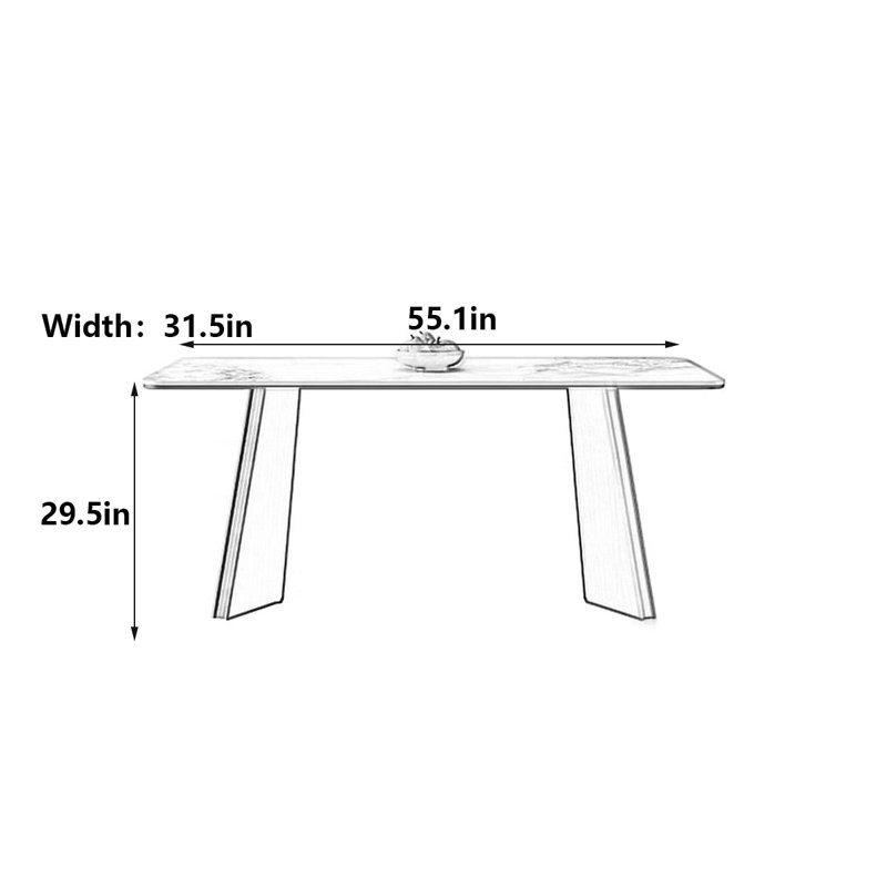Modern Italian Rectangular Marble Dining Table, 29.5"H x 55.1"L x 31.5"W