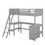 Lit mezzanine simple avec tablettes et bureau-305642811