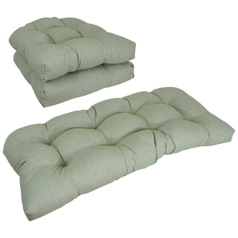 Ensemble de coussins de canapé en oléfine tissée à dossier arrondi (ensemble de 3), Vert brume