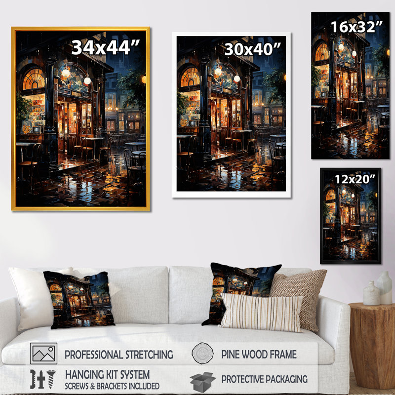 Night Jazz Serenade 5 - Jukeboxes, art mural, Cadre flottant noir, H 32 po x l 24 po x P 1 po