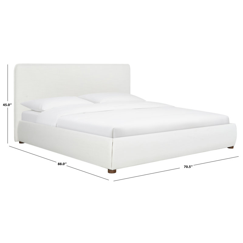 Callahan Upholstered Platform Bed, Queen, White Linen
