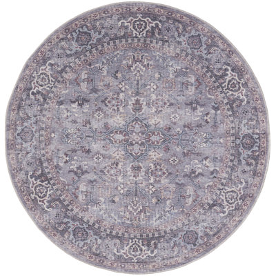 Machine Washable Oriental Gray Area Rug