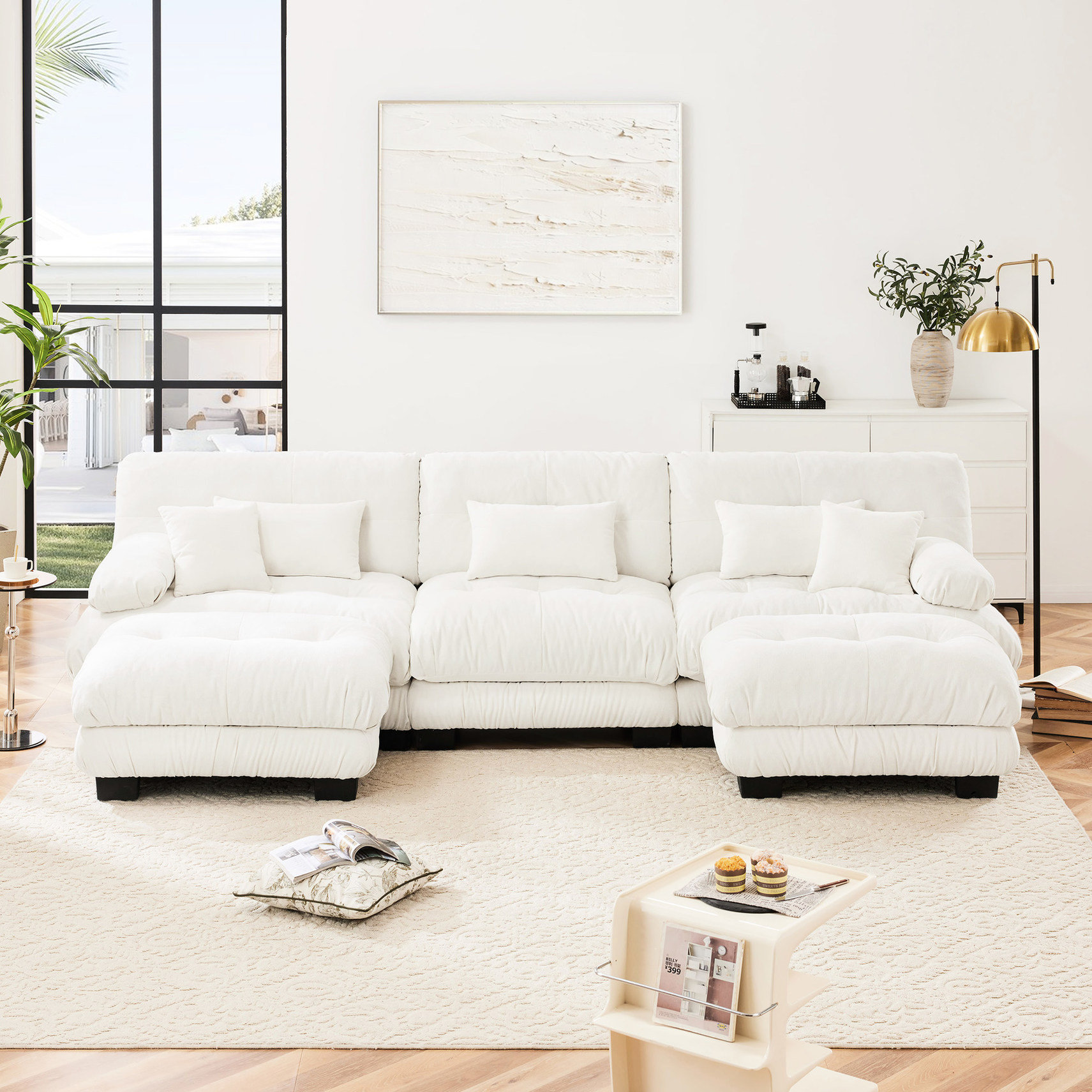 Latitude Run® Chenille Fabric U Shaped - 4 With 2 Cozy Ottomans In ...