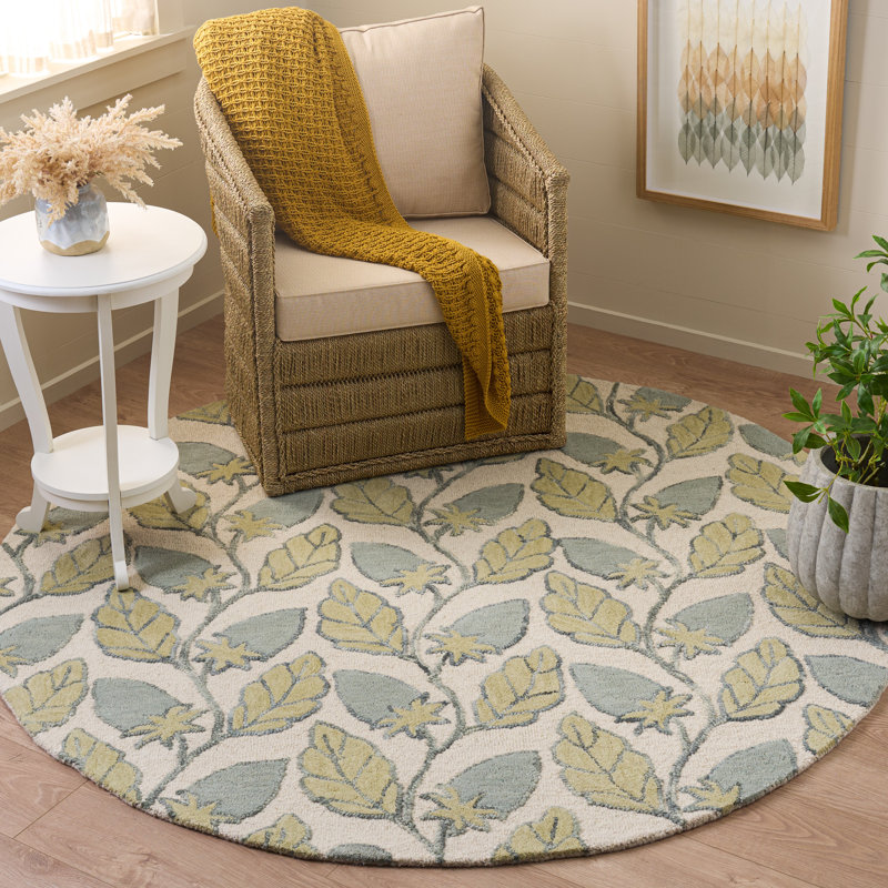 Jardin 626 Hand Tufted 90% Wool; 10% Cotton Floral Rug, Round 6'