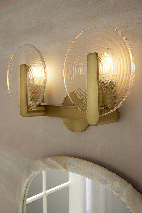 Hint Sconce, Brushed Brass, 2 Lights, 7.48"H x 15.55"W x 10.83"D