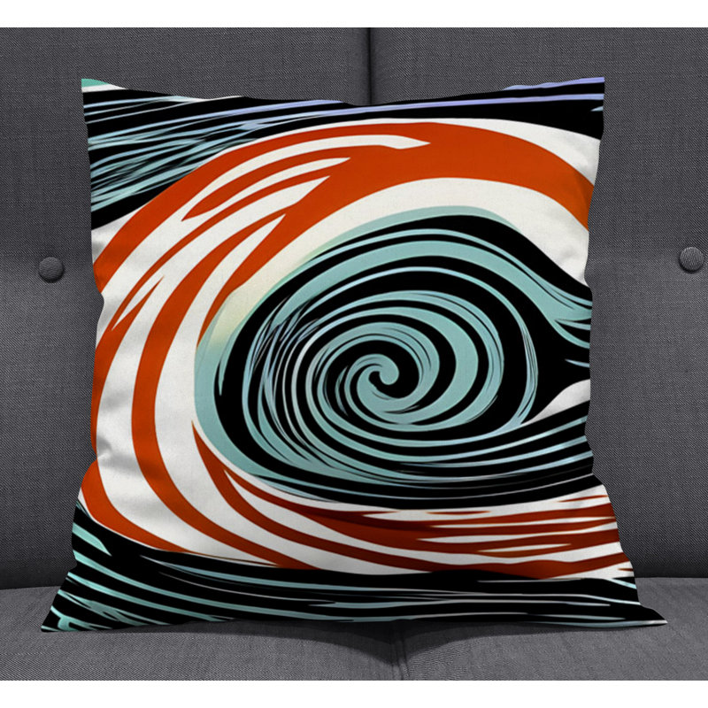 Throw Pillow With Insert, Blue/White/Orange Abstract 2, 18"H x 18"W