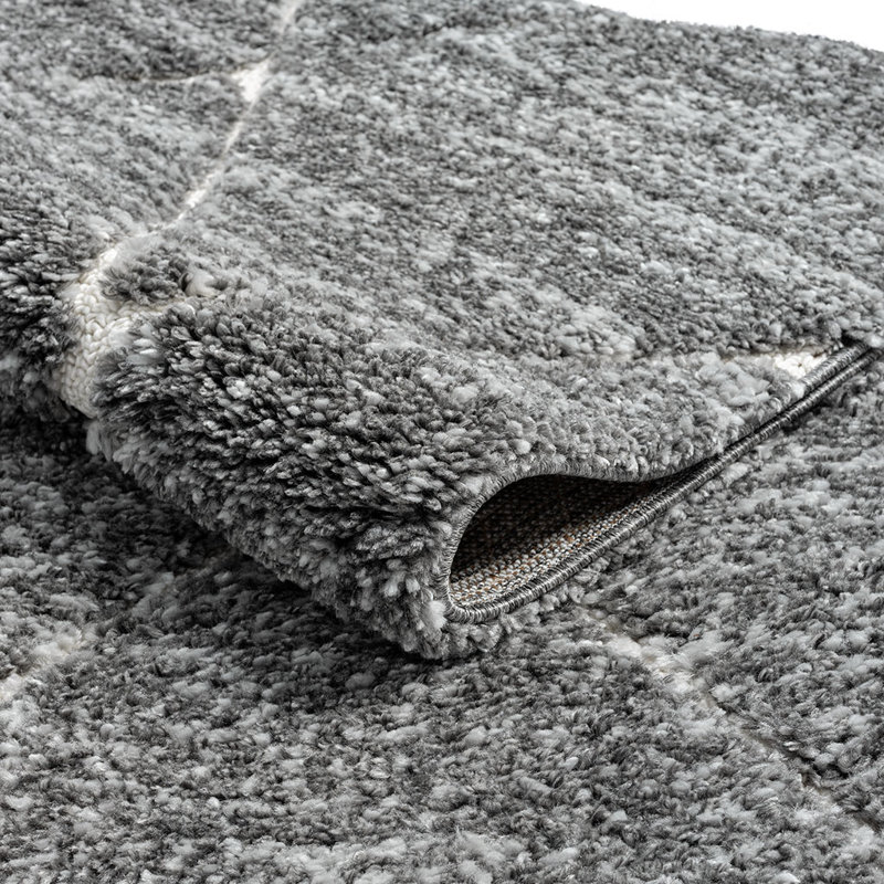 Tapis à motif treillis gris et crème, Rectangulaire 8 pi x 10 pi