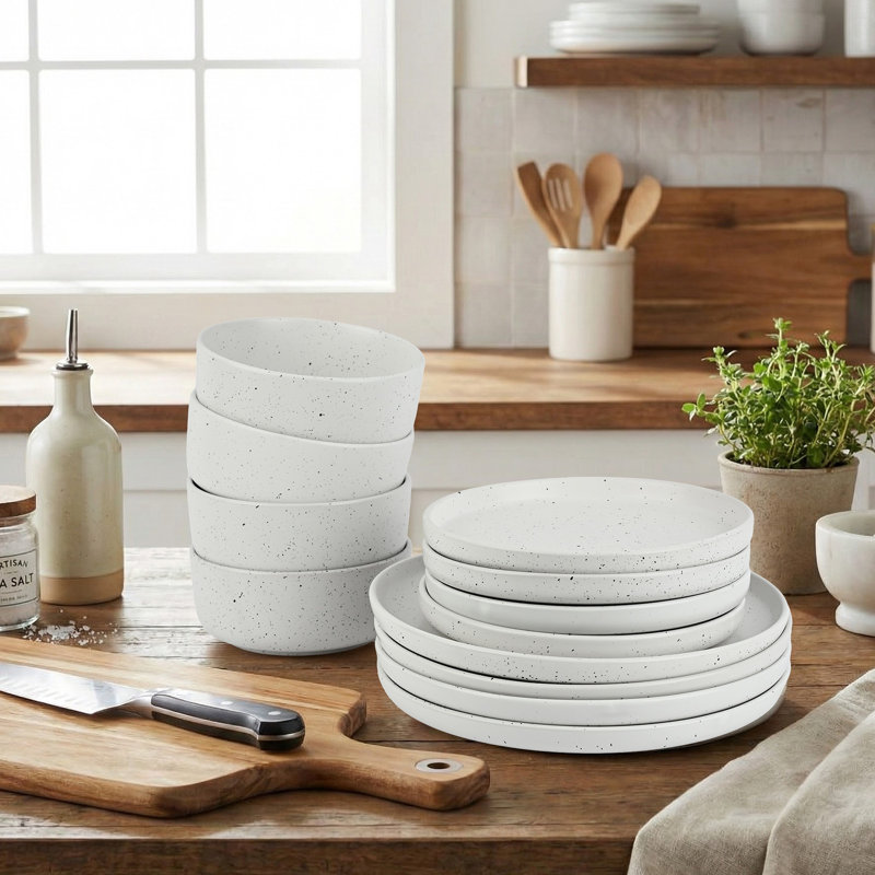 Waterside 12pc Stoneware Dinner Set, White