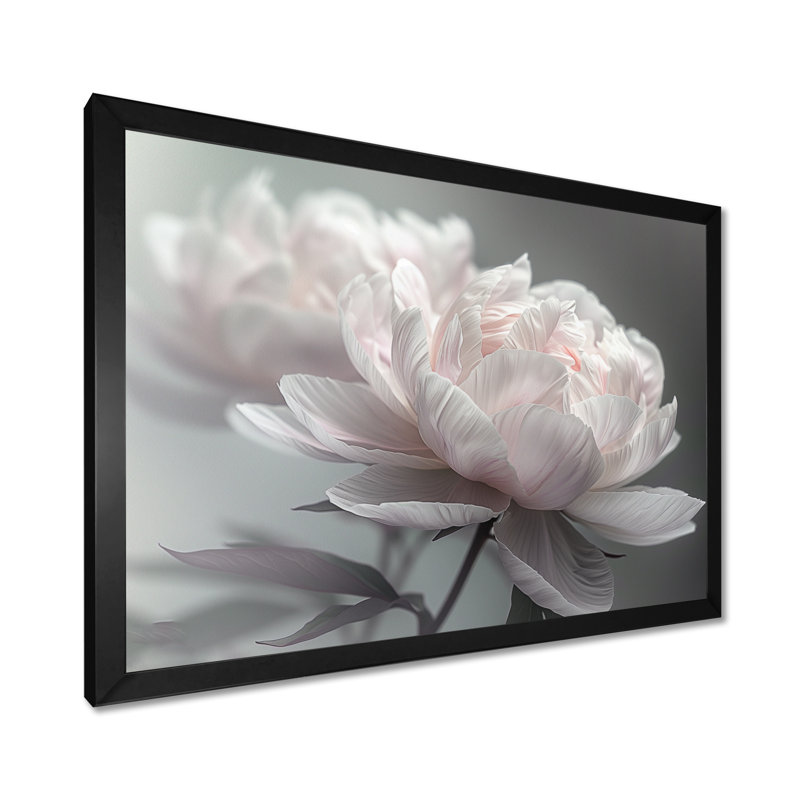Rozier - Décoration murale pivoines, H 24 po x l 32 po, Cadre noir