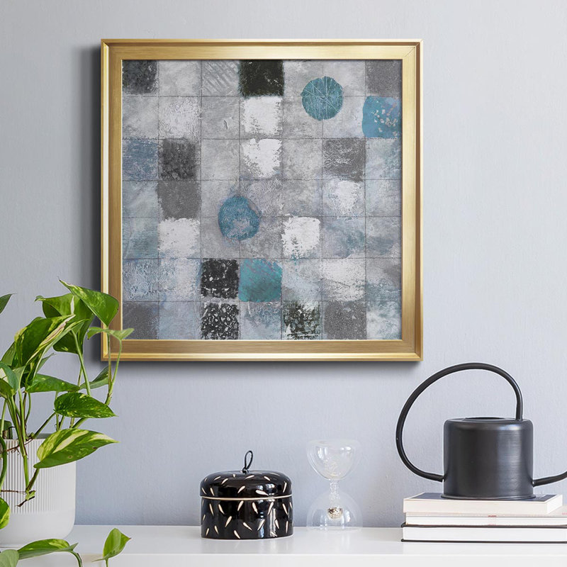 «Blue Mosaic II», reproduction d'art graphique sur toile encadrée, H 17,5 po x l 17,5 po x P 1,5 po, Or