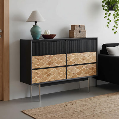 Retro solid wood six-drawer sideboard