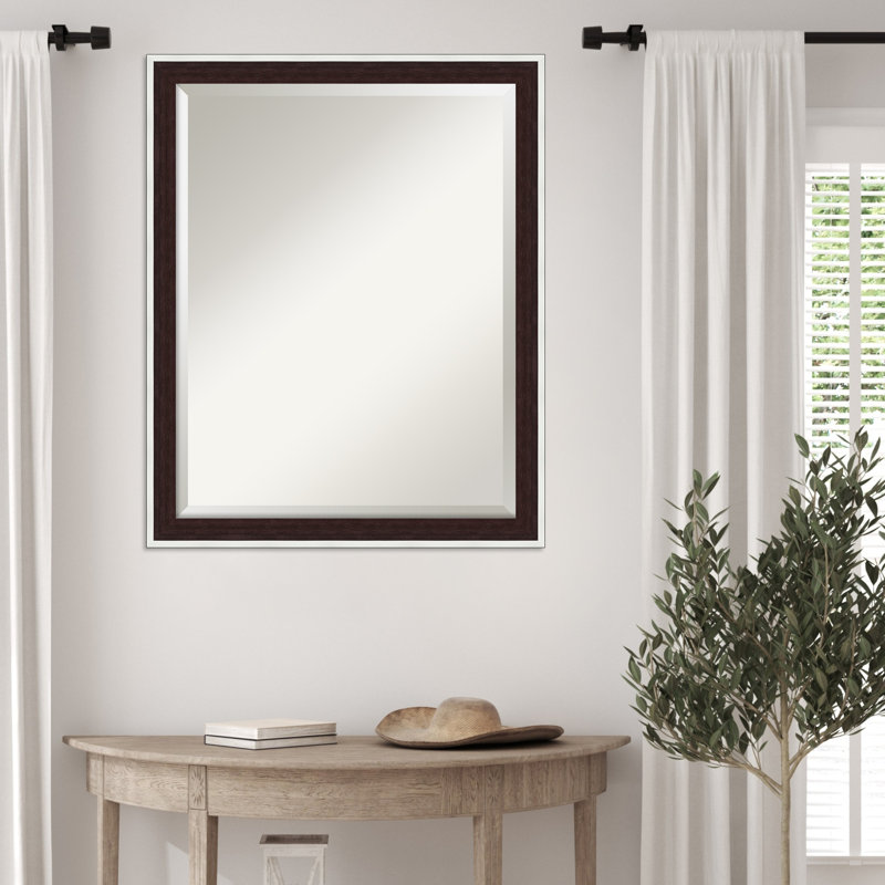 Maya Beveled Framed Wall Mirror, 25.25" x 31.25", Espresso Silver