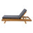 Erich Patio Acacia Wood Chaise Lounge With Adjustable Backrest & Triple-Fold Cushion