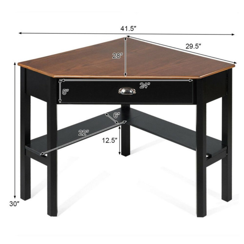 Bureau en coin Aust, Brun / noir
